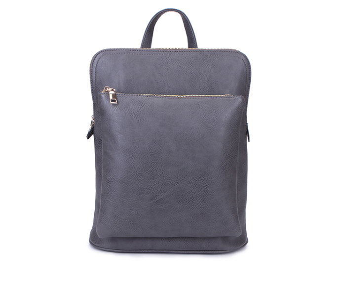Grey Double Zipper Backpack