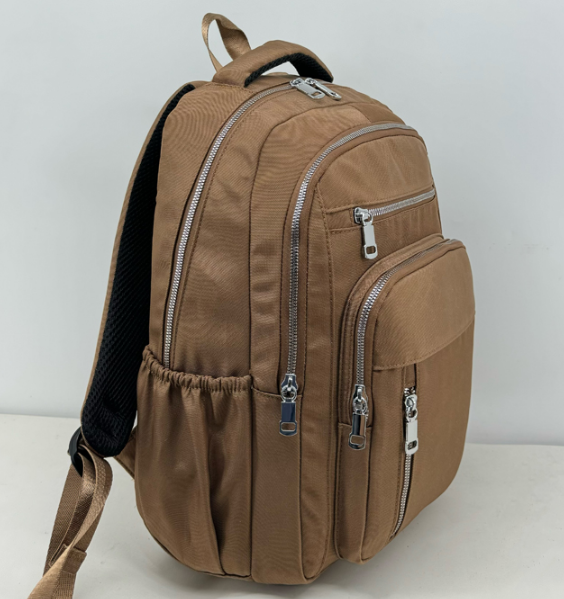Brown Double Zip Civilian Backpack Bag